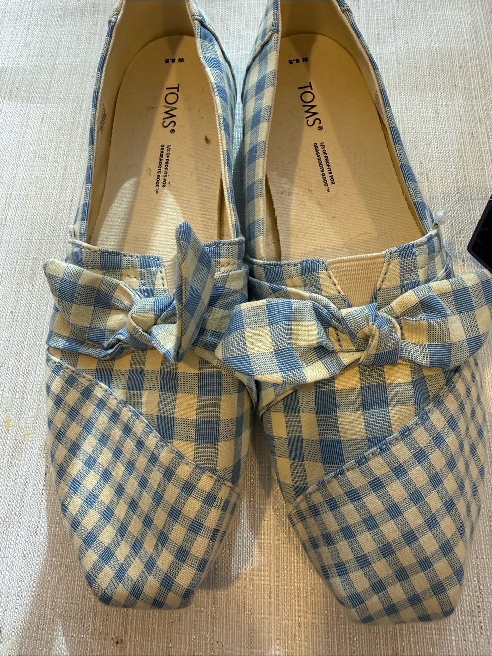 TOMS Alpargata Blue Gingham Check Shoes Size 8.5 NWT - Picture 7 of 7